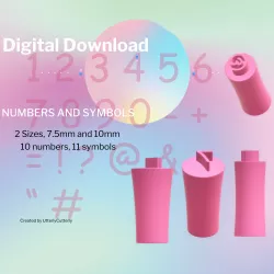 Numbers and Symbols Font 1 Stamp Stl Files - STL Digital File Download- 2 sizes alphabet