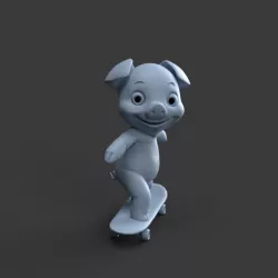 Piglet on skateboard
