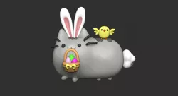 Pusheen Easter Bunny key chain