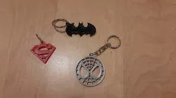 SUPER HEROES KEYCHAIN, BATMAN, SUPERMAN, SPIDERMAN. KEYHOLDER