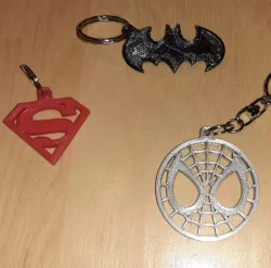 Super Heroes keychain, batman, superman, spiderman. Keyholder