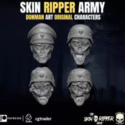 The Skin Ripper Army Head Collection for Action Figures