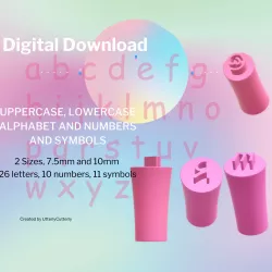 Uppercase, Lowercase, Numbers & Symbols Font 1 Stamp Stl Files - STL Digital File Download- 2 sizes alphabet
