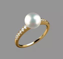 3D jewelry model pearl and diamond ring