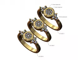 Diamond Rolex bezel cluster side crowns ring US sizes 6 7 8 3D print model