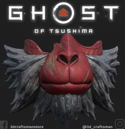 GHOST OF TSUSHIMA - Sacred Mountain Messenger Mask Fan Art Cosplay 3D Print and Low Poly