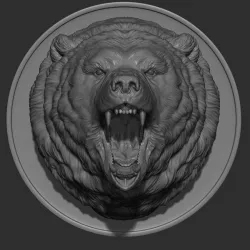 Grizzly bear grin roar