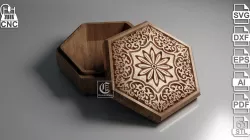 Hexagonal V-Carved Jewelry Box - CNC Files (svg, dxf, eps, ai, pdf, STL)