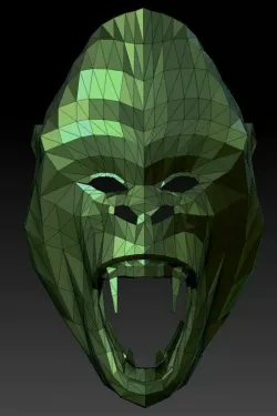 low poly gorilla head