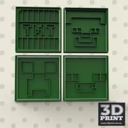 Minecraft Pack 4 Cookie Cutters - Minecraft Pack 4 Cookie Cutters