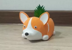 Planter corgi, dog, flower pot