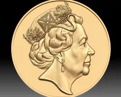 Queen Elizabeth coin medal bas-relief