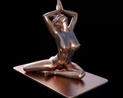 Sculpt Nude girl Yoga pose - Pigeon hand folded