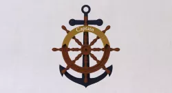 Shipwheel and anchor keychain with name tag