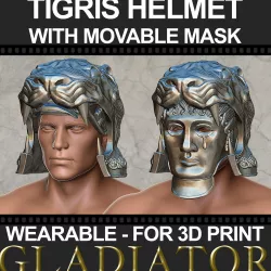 Tigris of Gaul Helmet with movable mask (for 3D Print)
