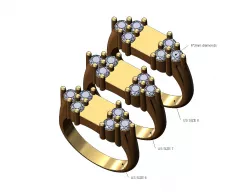 Triangular cluster sider diamond micro signet US sizes 6 7 8 3D print model