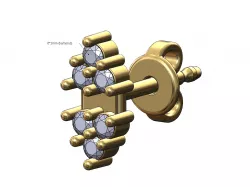 Triangular clusters ends diamond stud earring 3D print model