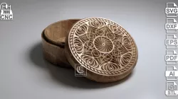 V-Carved Round Jewelry Box 2 - Files for CNC and 3D Printer (Svg, Dxf, Eps, Ai, Pdf, STL)