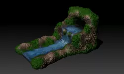 waterfall waterfall river river diorama forest