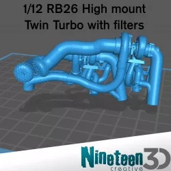 1/12 RB26 High Mount twin turbos with filters
