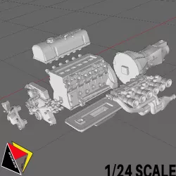 1/24 Scale L24 Engine Datsun Nissan (separated files)