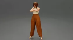 Beauty Business Woman Standing With Arms Folded in large pants