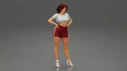 Brunette Girl in Short and mini shirt