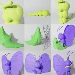 CATERPIE - EVO - PACK / 9 MODELS, ALL CATERPIE EVOLUTIONS
