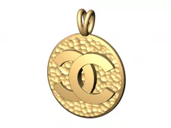 Chanel logo hammered coin pendant and charm 3D print model
