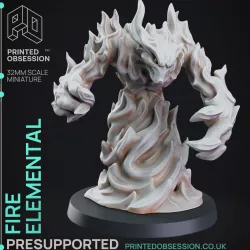 Fire Elemental - DND Miniature - PRESUPPORTED - 32mm Scale