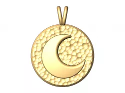 Hammered texture crescent moon pendant charm 3D print model