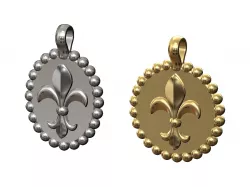 Heraldic lily with a bead halo pendant charm 3D print model