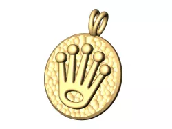 Rolex crown hammered coin pendant and charm 3D print model