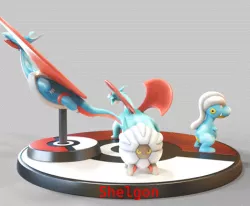 SHELGON,BAGON,SALAMENCE & MEGA SALAMENCE EVOLUTION- FAN ART - POKÉMON FIGURINE -POKEMON LEGENDS ARCEUS