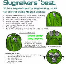 SMB T23-79 Slugs for First Strike ready Magfed Airguns cal.68 like HDR68, HDS68, FSC TIPX T8.1 TCR..