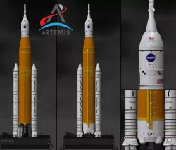 The Space Launch System (SLS): NASA’s Artemis I Moon Rocket with platform. File STL-OBJ for 3D Printer