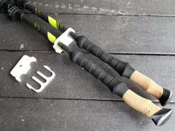 Trekking / hiking pole storage clips
