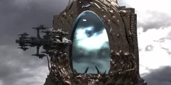 Wizards portal gateway with dreadnaught ship