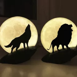 Wolf and Lion Lamp