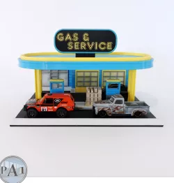 1/64 GAS STATION - HOT WHEELS/DIECASTS DIORAMA