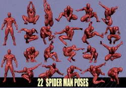 22 Spider man full body poses OBJ+STL+FBX+ZTL