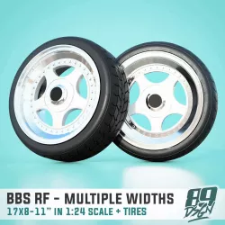 BBS RF wheels, 17 inch, 4 widths - 1:24 scale model, tires included