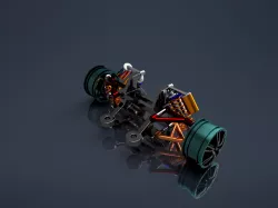 CAR 3D MODEL PART OF CAR, RACER CAR REAR, CAR SUSPENSION 3D MODEL STL