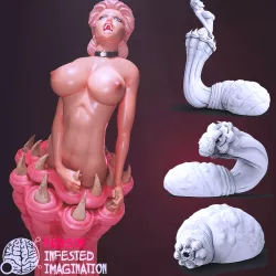 Carnictis Eating Female Vore Worm - Printable Sculpture