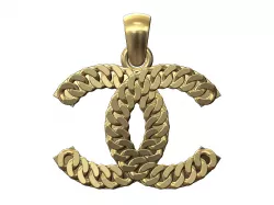 Cuban link Chanel pendant with bail 3D print model