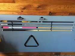 Cue Stick Rack, Chalk Holder, and Triangle Hook - Billiard/Pool Room Accessories