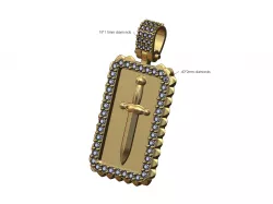 Dagger diamond and spikes pendant with bail 3D print model