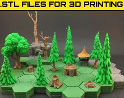 Forest Set - "HEX" Tiles for a highly detailed 3D game board.