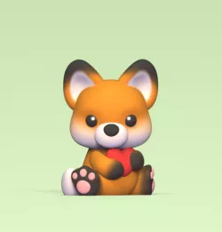 Fox Hugging Heart
