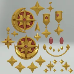 Genshin Impact Mona 3D model Costume accessories set. Video game, props, cosplay